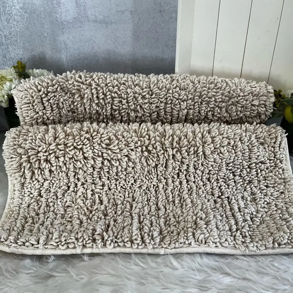 Ralph Lauren Vintage Spun Cotton Loop X-Large Plush Woven Tub Bathmat Cream Nude